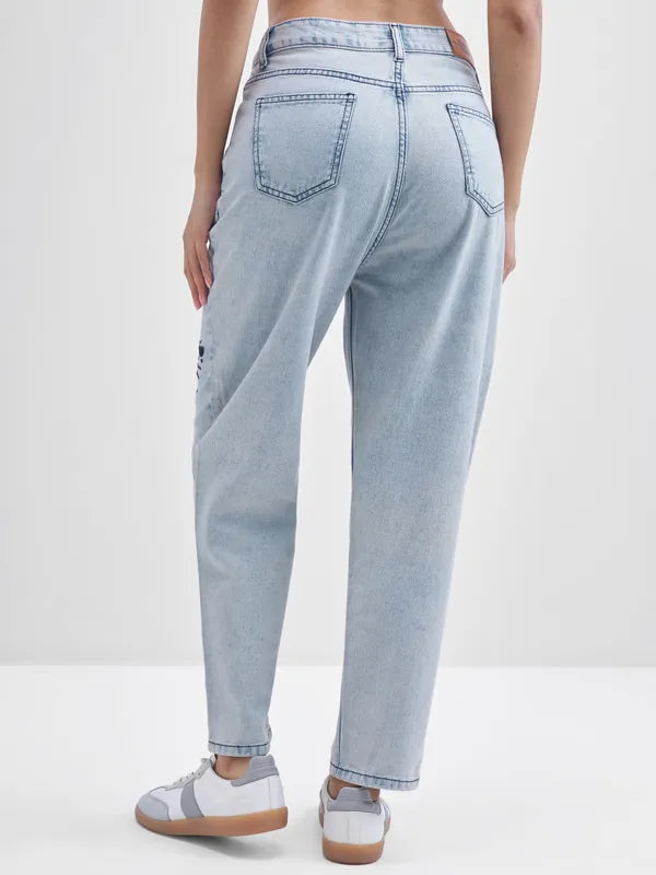 Premium Women’s Blue Mom Fit Stretchable Denim Jeans with Soft and Flexible Fabric