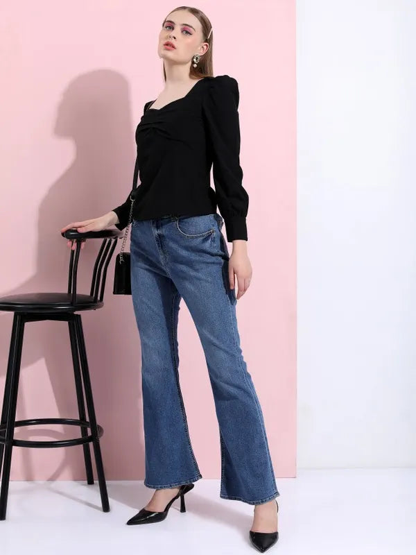 Classic Black Solid Everyday Wear Top