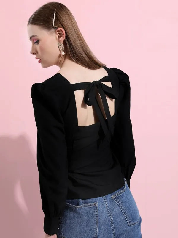 Classic Black Solid Everyday Wear Top