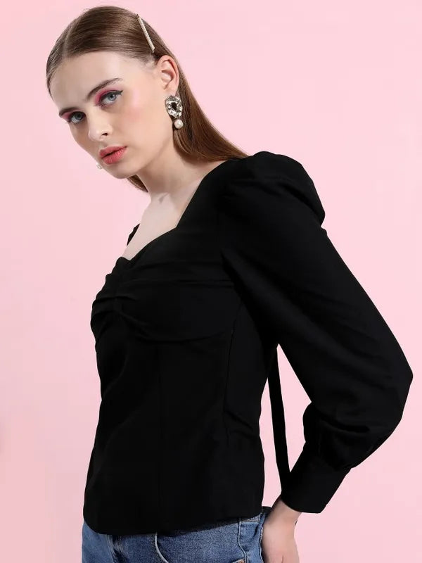Classic Black Solid Everyday Wear Top