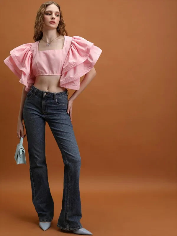 Stylish Rose Regular-Fit Solid Top for Women