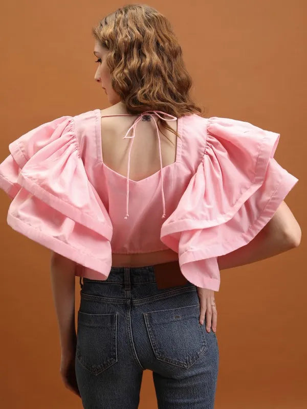 Stylish Rose Regular-Fit Solid Top for Women