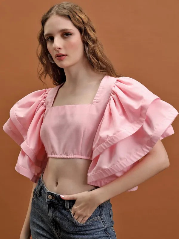Stylish Rose Regular-Fit Solid Top for Women