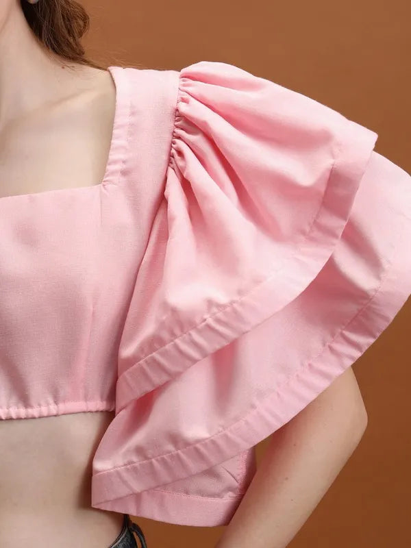 Stylish Rose Regular-Fit Solid Top for Women