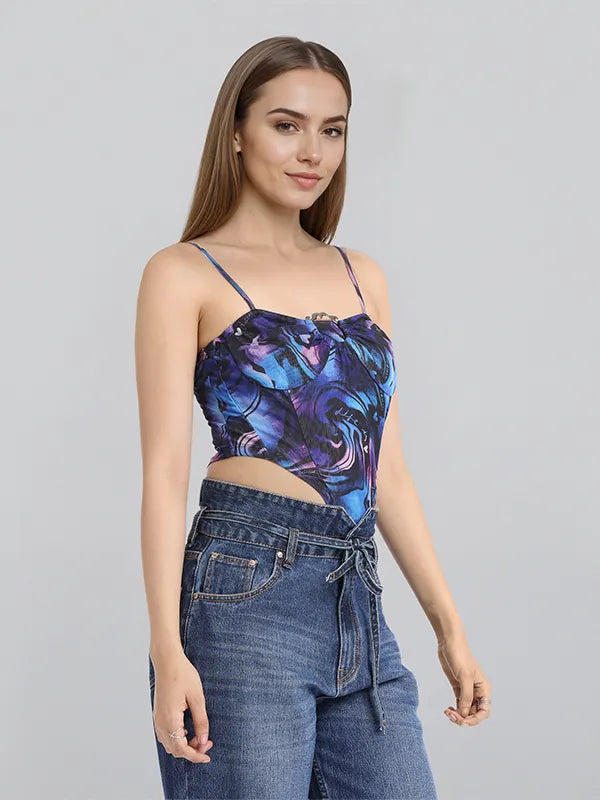 Stylish Black Printed Regular-Fit Top for Women