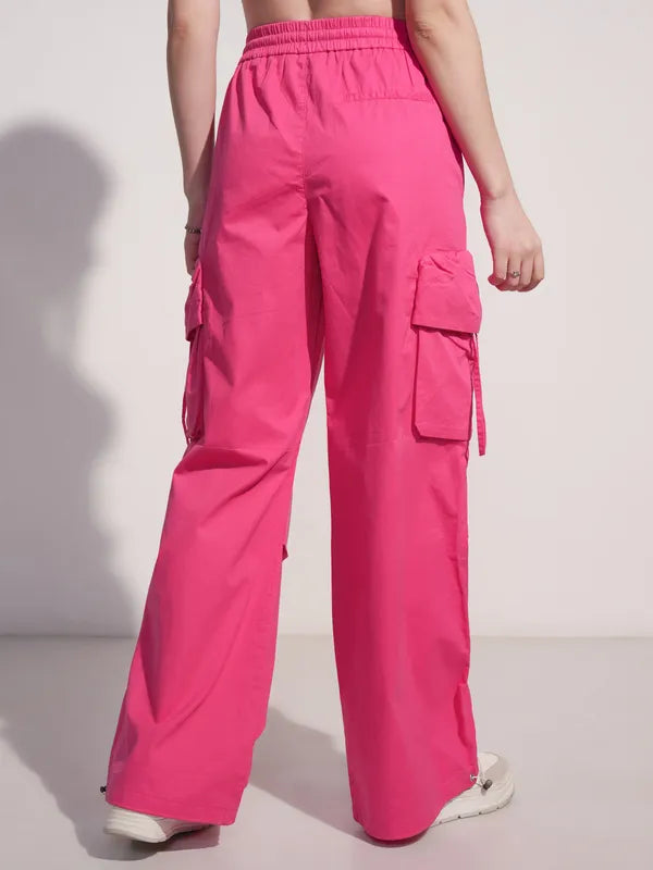 Fashionable Womens Pink Solid Straight Fit Joggers for Effortless Style