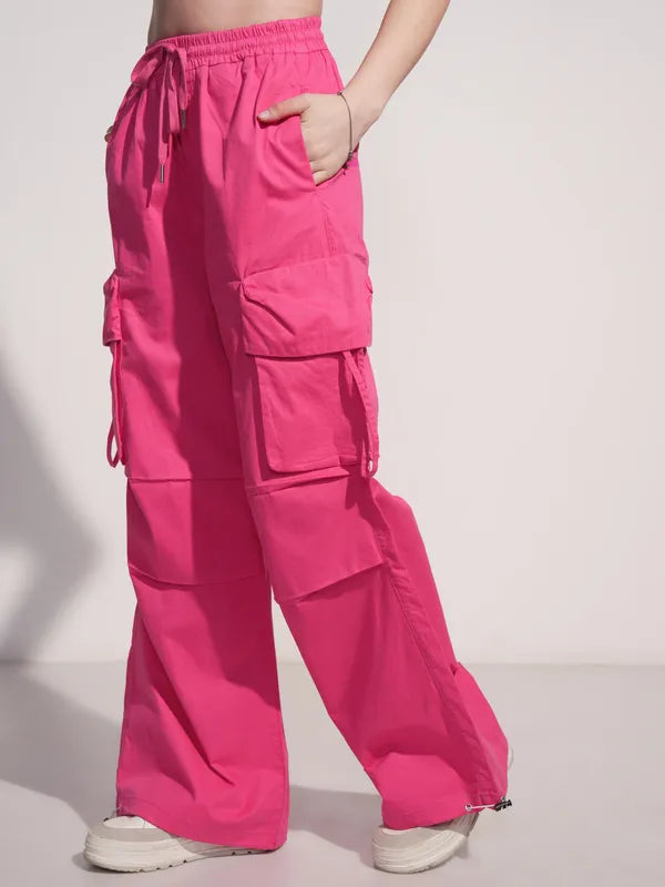 Fashionable Womens Pink Solid Straight Fit Joggers for Effortless Style