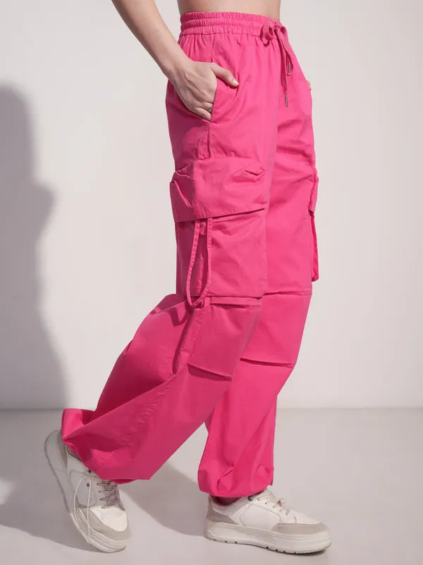 Fashionable Womens Pink Solid Straight Fit Joggers for Effortless Style