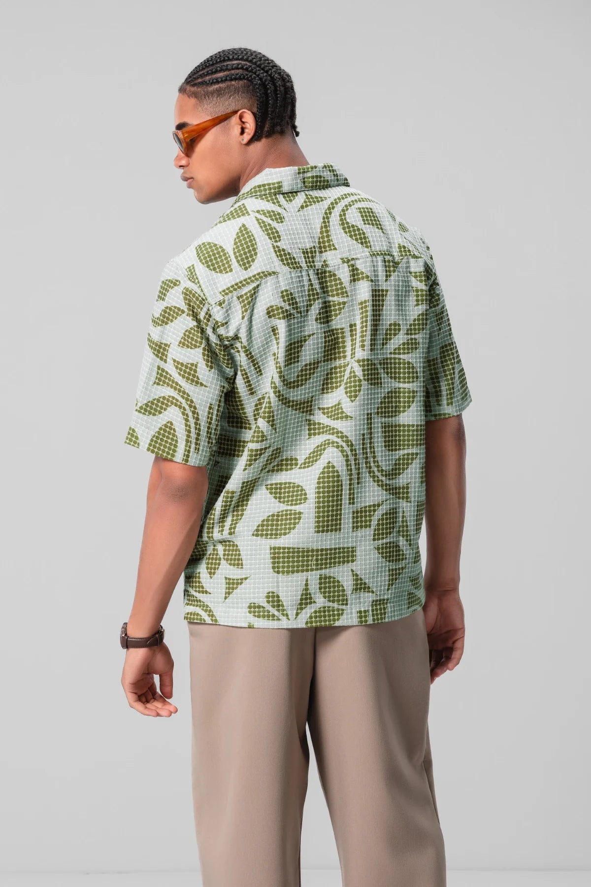 Green Textured Unisex Shirt Soft Fabric Casual Top Perfect for Daily Outings