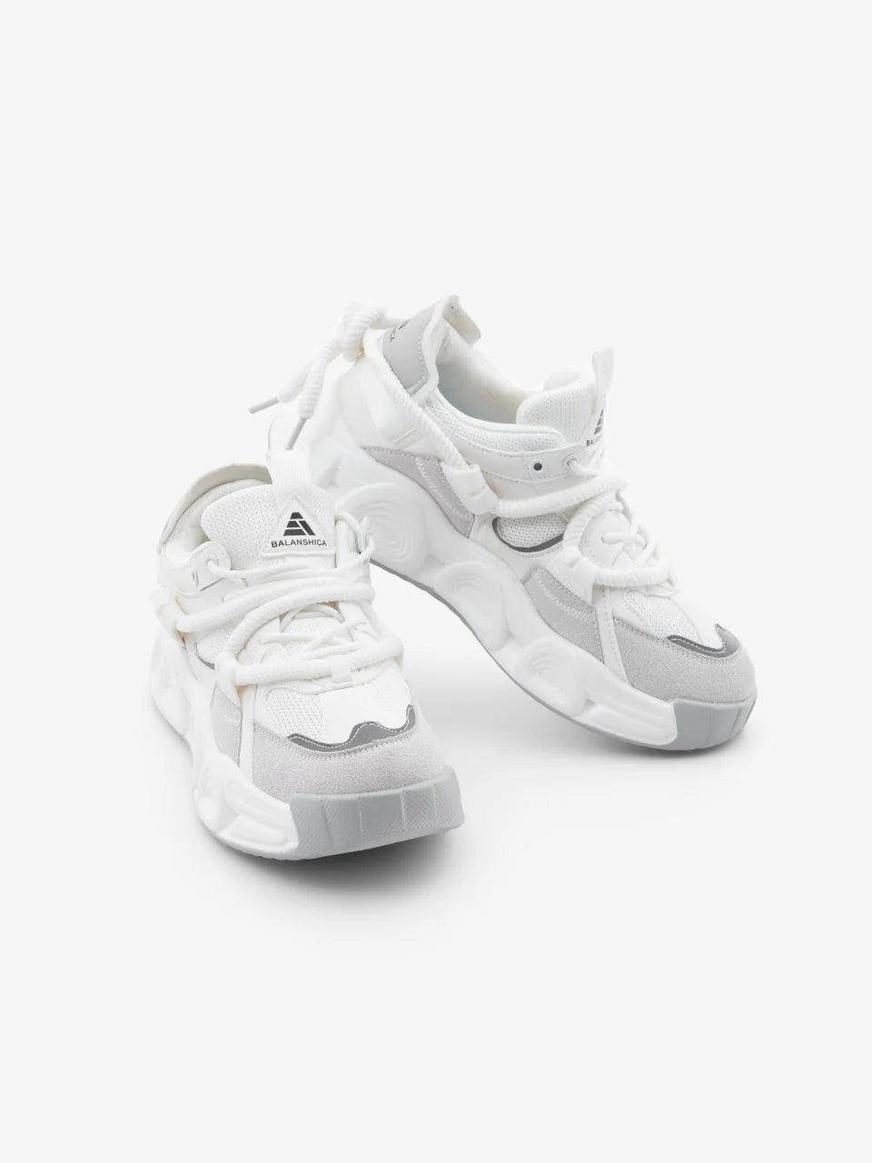 White High Heel Unisex Chunky Sole Sneakers