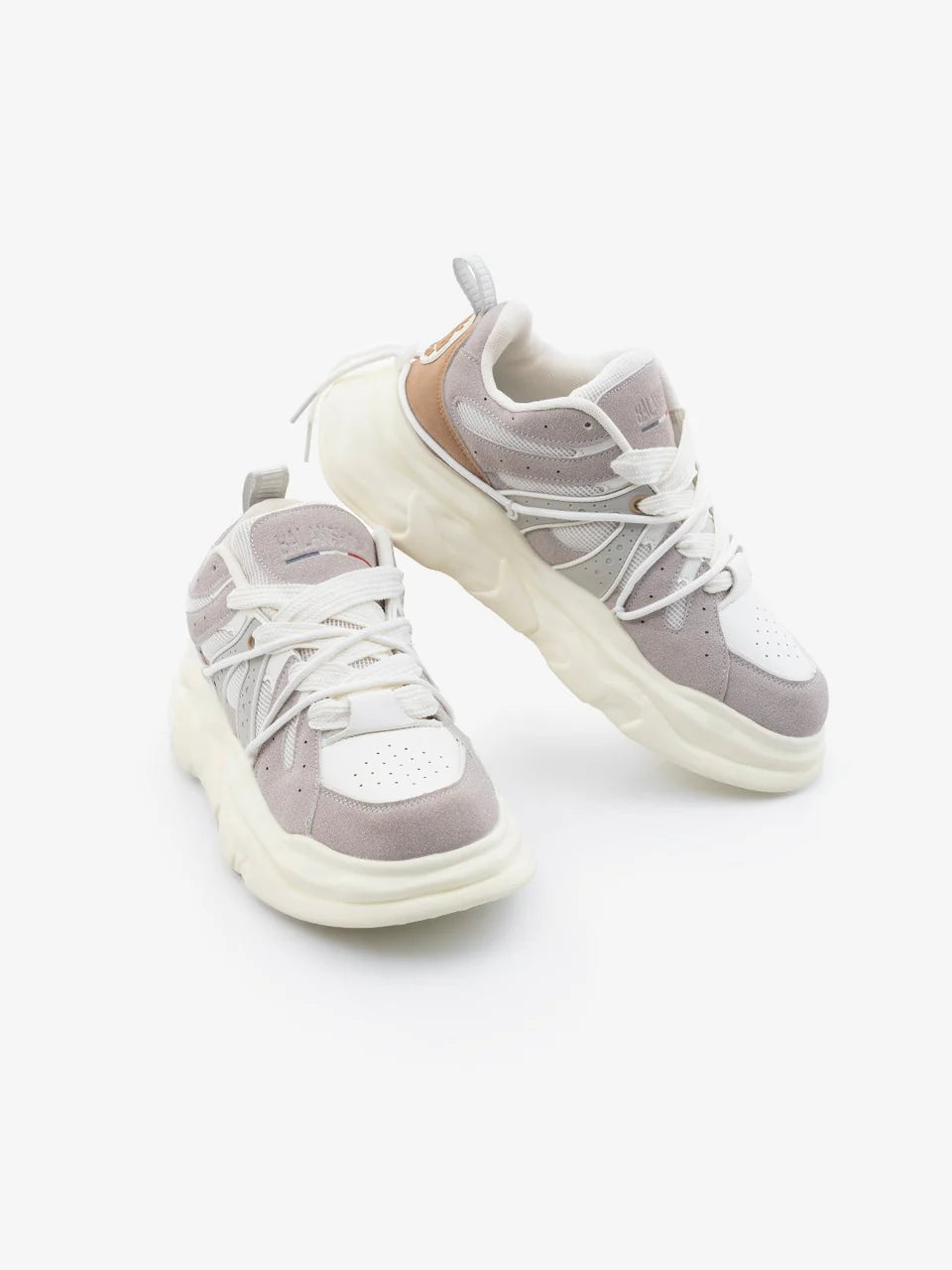 Beige & White Funky Unisex Clubwear Chunky Sneakers