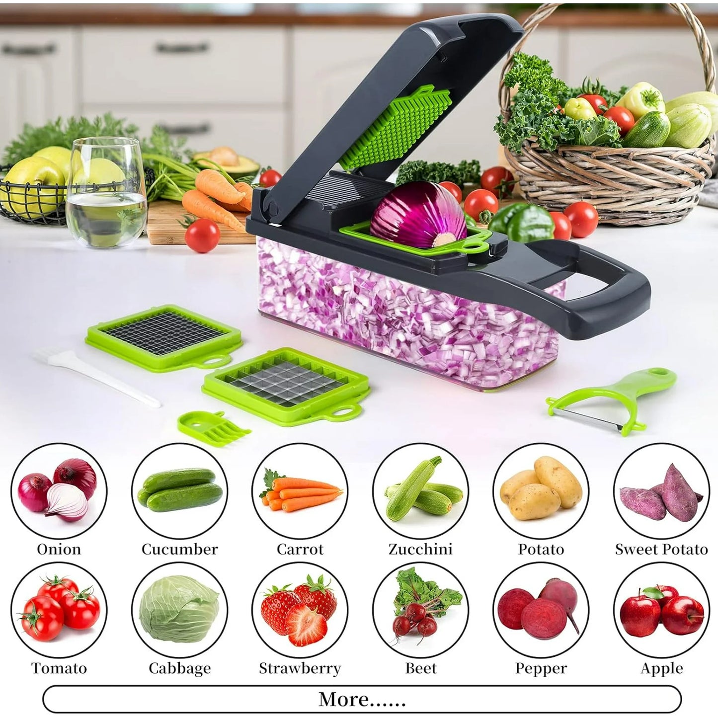 Carrot Chopper and Vegetable Chopper with Container Pro Onion