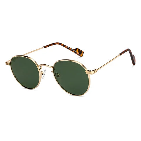 Fashionable Gold Round Sunglasses with Full Rim Frame for Casual and Outdoor Use