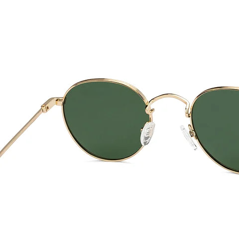 Fashionable Gold Round Sunglasses with Full Rim Frame for Casual and Outdoor Use
