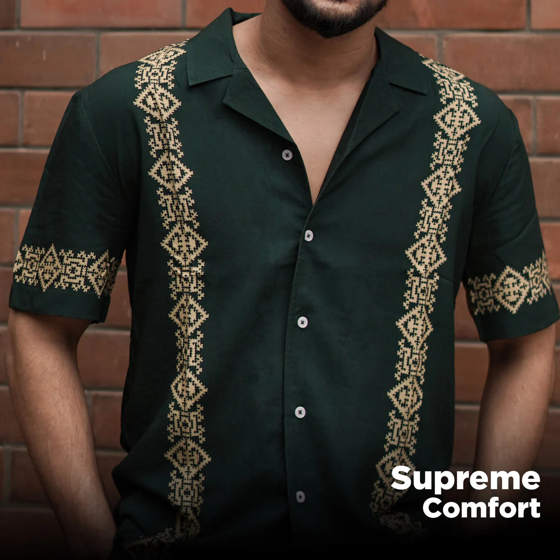 Fashion Forward Green Panel Shirt Men Casual Look