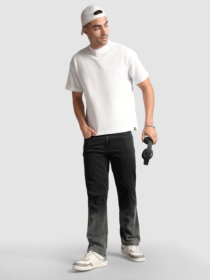 Men Grey Ombre Bootcut Tapered Denim Jeans Perfect for Daily Wear
