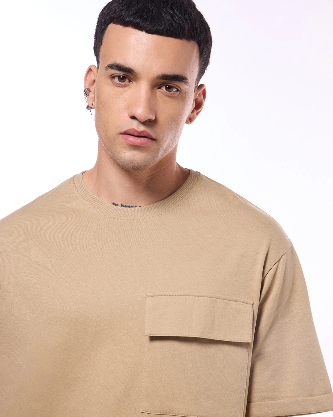 Brown Oversized T Shirt for Men Relaxed Fit Soft Breathable Material