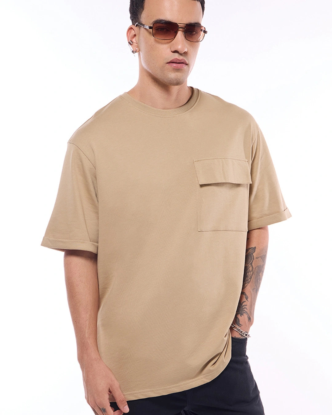 Brown Oversized T Shirt for Men Relaxed Fit Soft Breathable Material