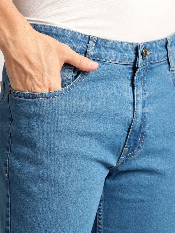 Mid Blue Ombre Bootcut Jeans Men Modern Streetwear Casual Everyday Fashion