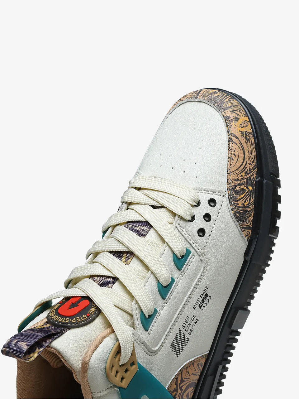 Comfortable Street Skate 3.0 Beige Mid Top Sneakers with Flat Sole and Urban Street Style