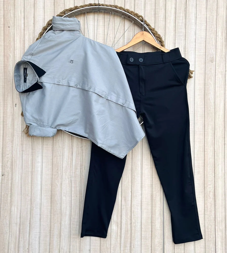 High Quality Men’s Cotton Shirt and Lycra Pant Combo for Professional Look