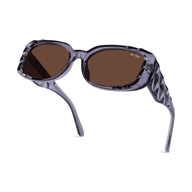 Fashionable Red Pappy Aetheris Brown Rectangle Sunglasses for Men and Women
