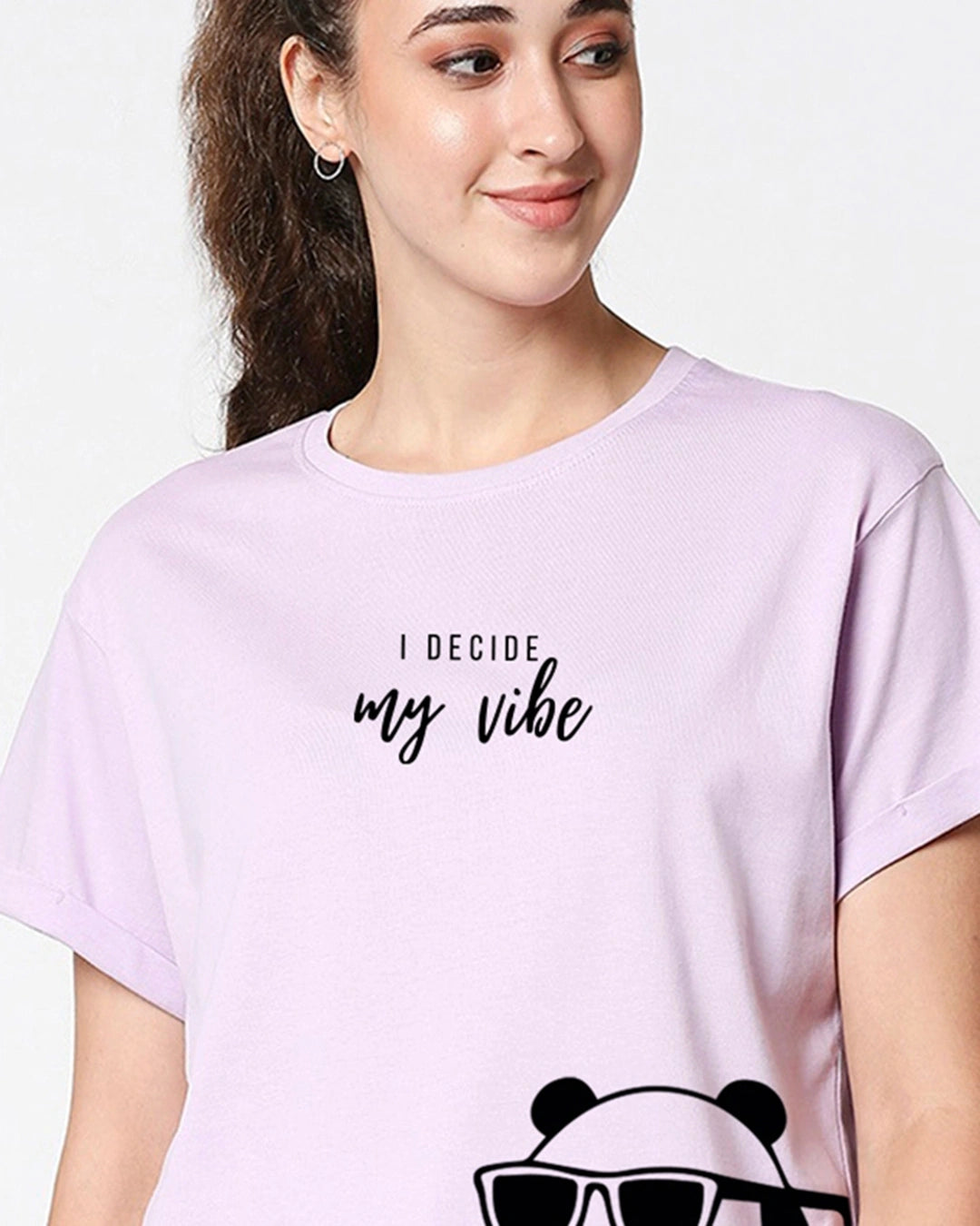 Elegant Purple Fitted Tee with Inspirational Graphic Print for Women’s Daily Wear