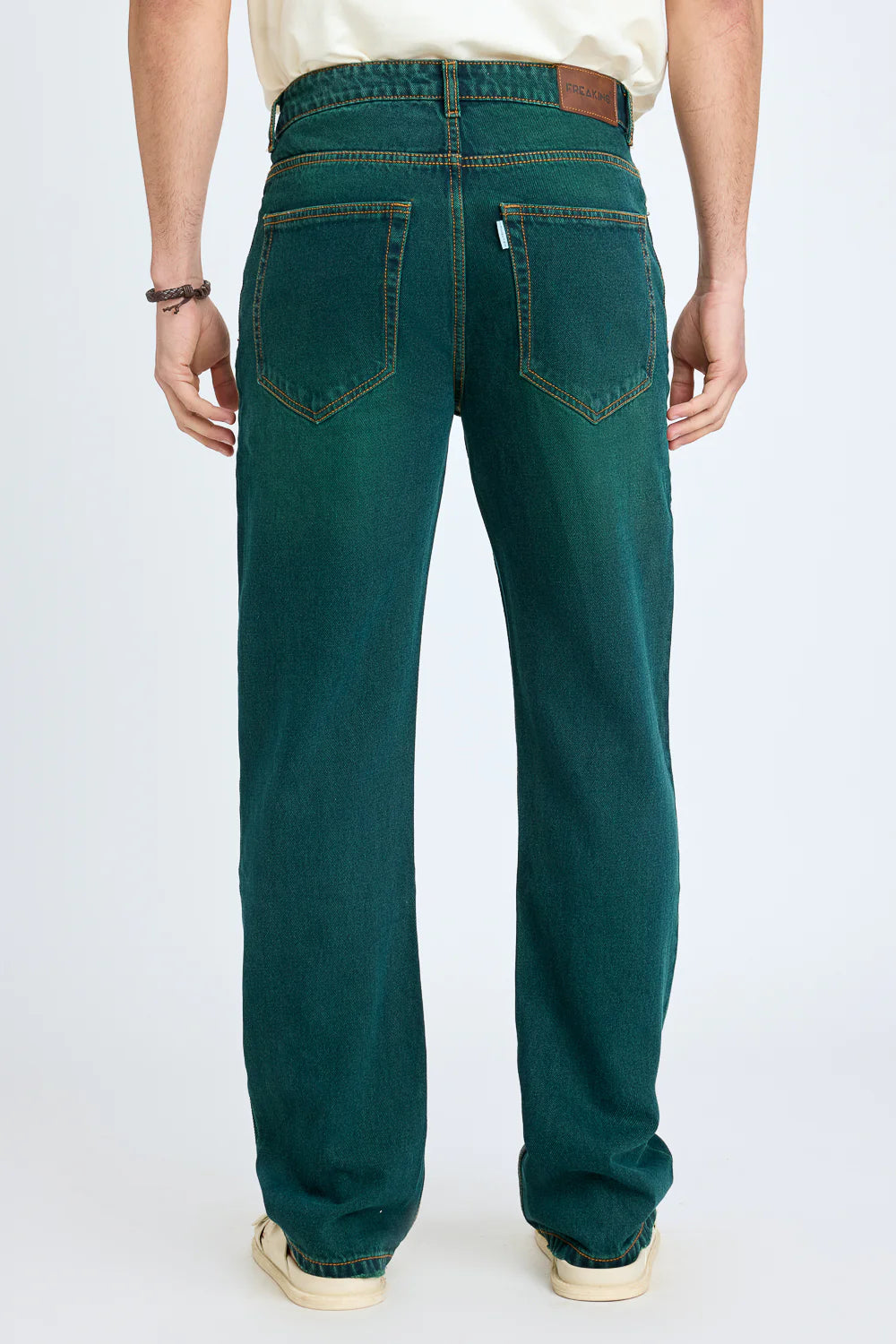 Stylish Green Men's Slim Straight Jeans Perfect for Casual and Streetwear Looks