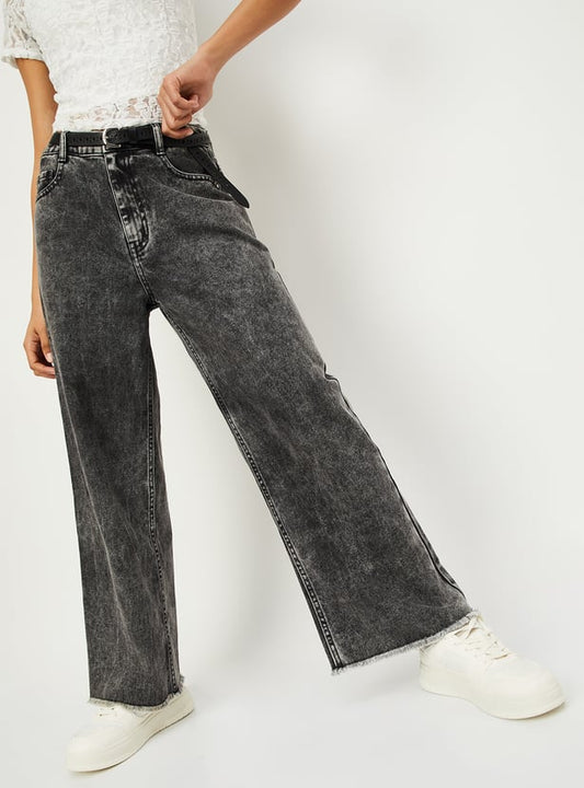 Casual Women’s Vintage Washed Wide-Leg Jeans