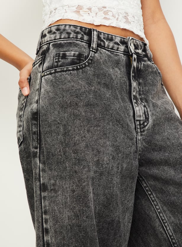 Casual Women’s Vintage Washed Wide-Leg Jeans