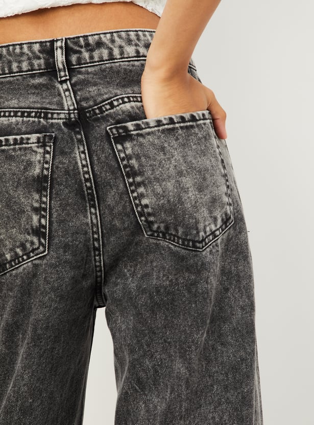 Casual Women’s Vintage Washed Wide-Leg Jeans