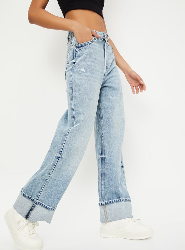 Women’s Vintage Washed Wide-Leg Jeans