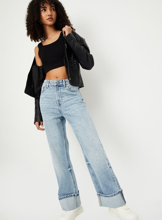 Women’s Vintage Washed Wide-Leg Jeans