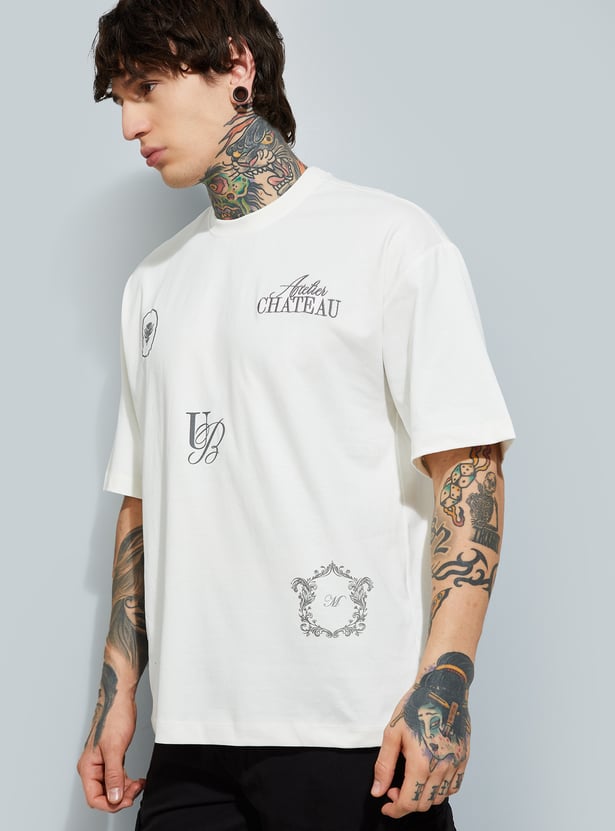 Stylish Placement Print Oversized T-Shirt for Everyday Wear