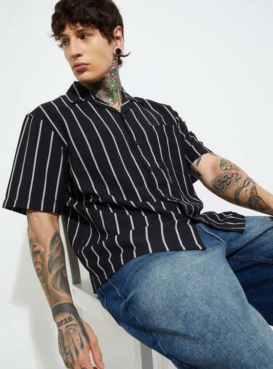 Men Regular Fit Striped Shirt Elegant Casual Fashion Comfortable for All Seasons
