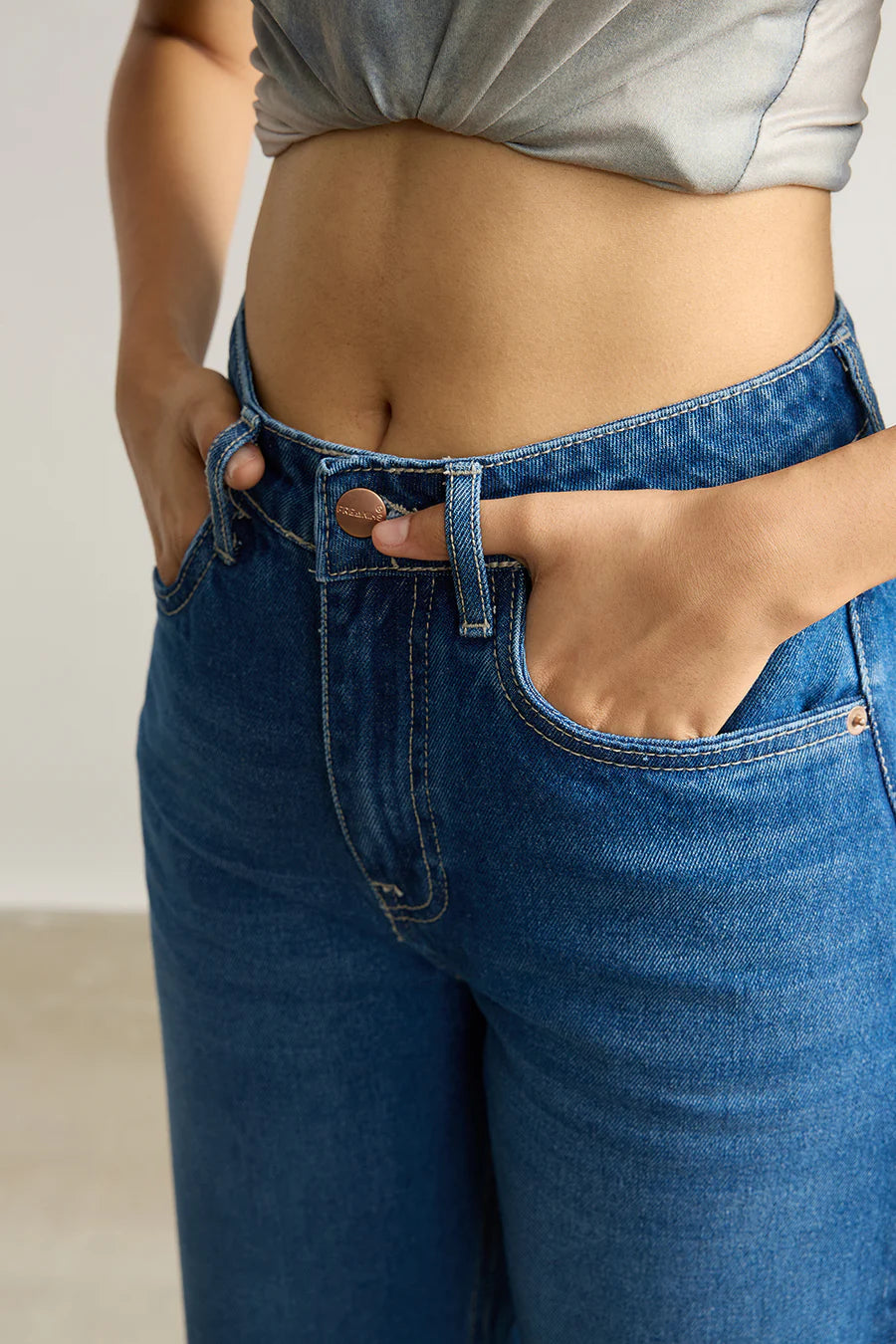 Designer Clean Blue Wide Leg Distressed Jeans for Women Perfect for Outings and Casual Wear