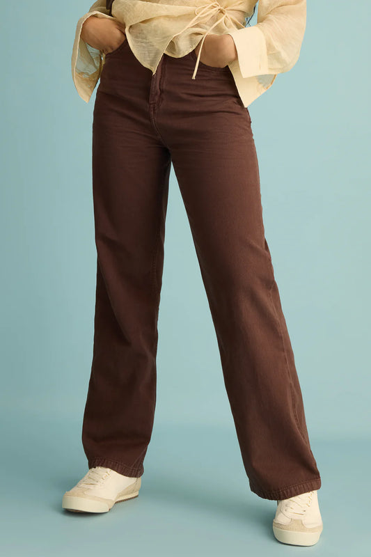 Classic Rustic Brown Straight Fit Jeans for Women