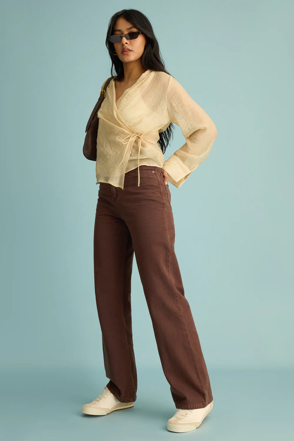 Classic Rustic Brown Straight Fit Jeans for Women