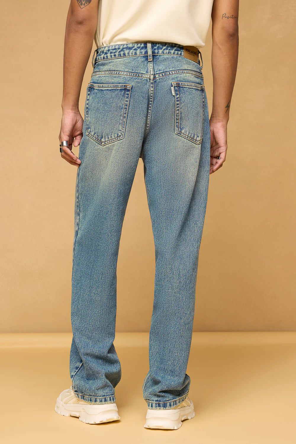Trendy Blue Spruce Men's Baggy Straight Jeans with Relaxed Fit for Everyday Wear