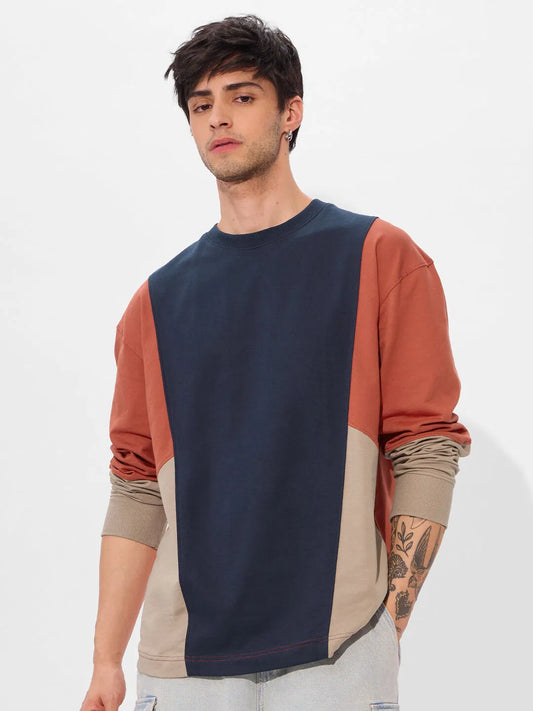 True Navy Oversized Full Sleeve T Shirt for Men Soft Comfortable Daily Wear