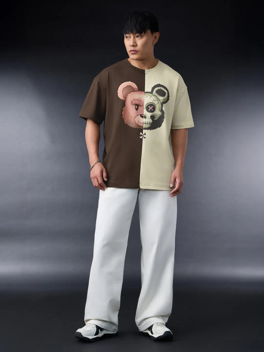 Split Oversized T Shirt for Men Modern Relaxed Fit Soft Comfortable Material