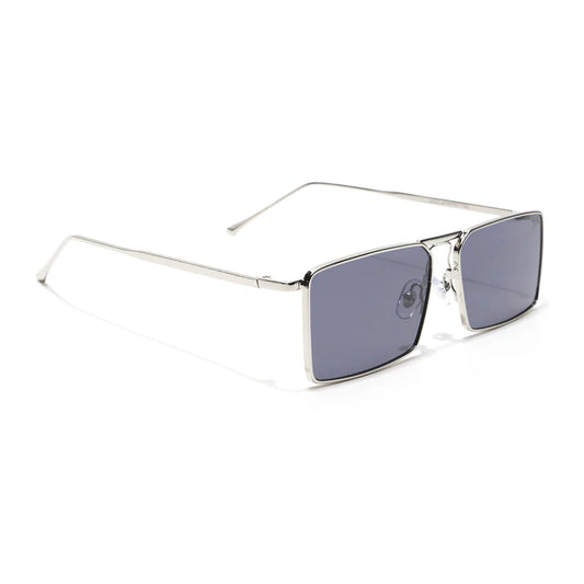 Black & Silver Rectangular Sunglasses