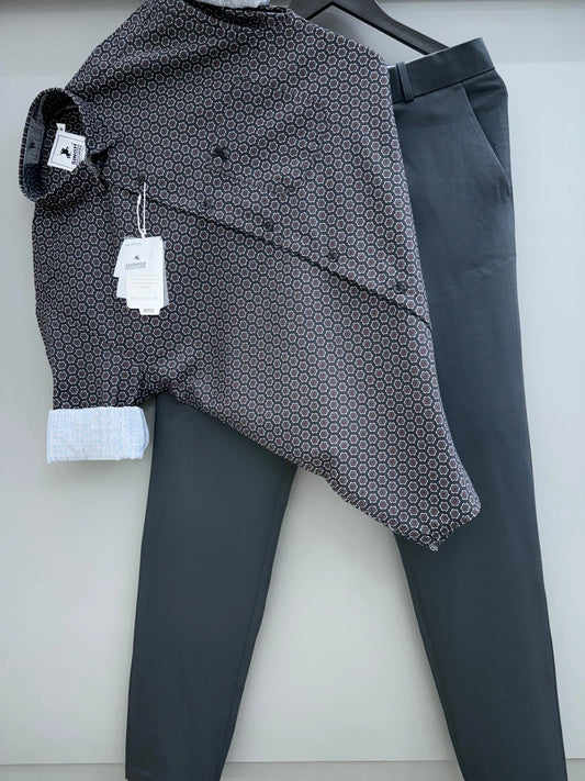 Luxury Men’s Printed Shirt With Matching Pant for Office and Party Wear