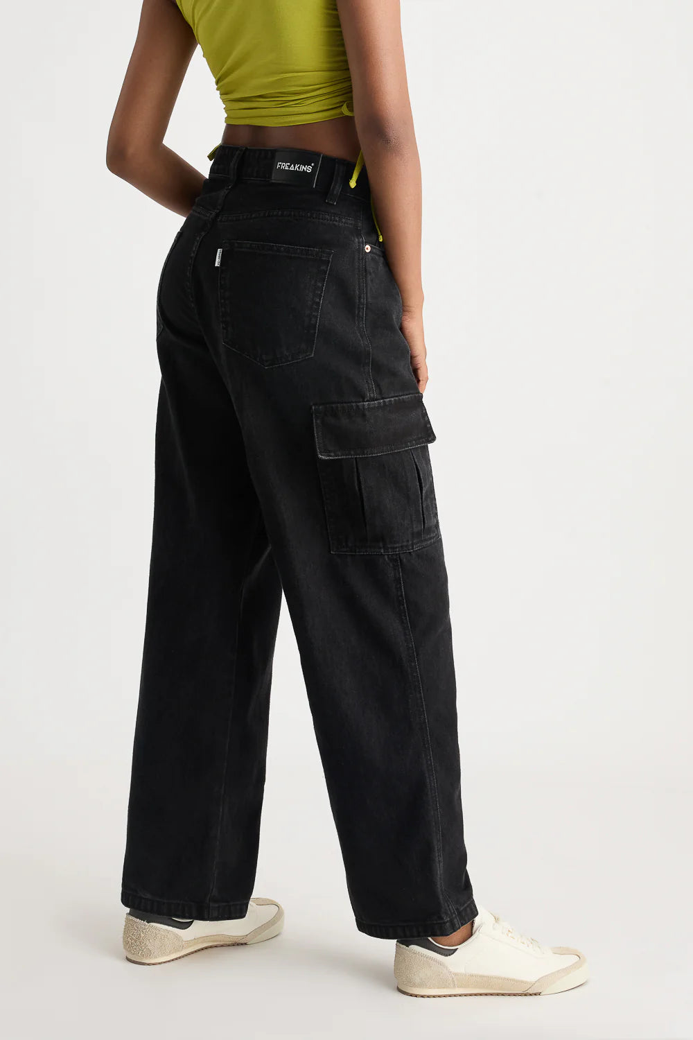 Chic Black Baggy Straight Cargo Trousers for Women