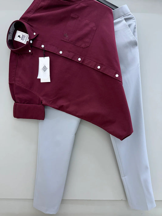 Smart Professional Look Oxford Cotton Shirt With Classic Formal Pants