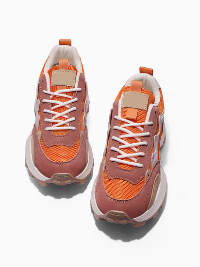 Trendy Orange Casual Sneakers for Women