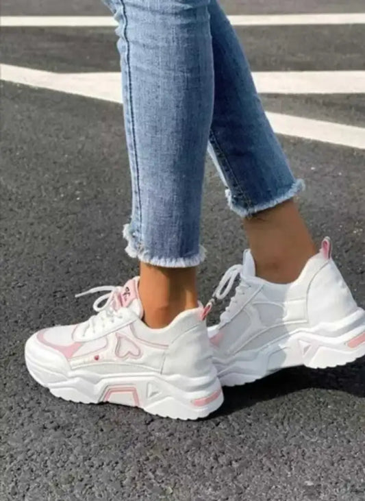 Pink and White Sneakers for Women Modern Comfortable Footwear for Streetwear