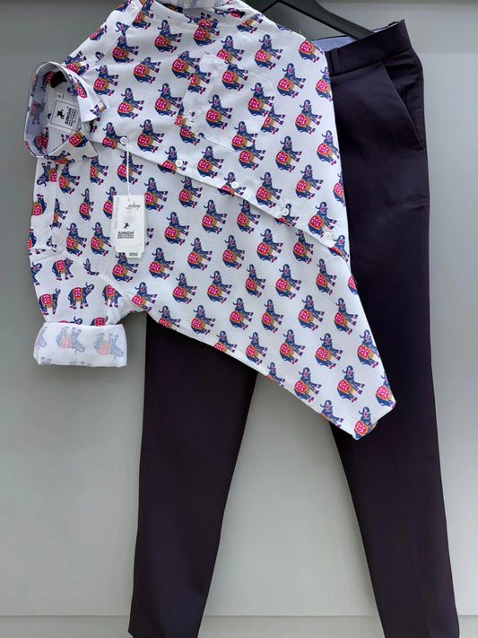 Smart Business Casual Outfit Printed Shirt With Pant for Men