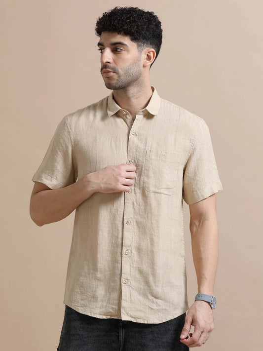 Feather Cream Linen Shirt Soft Fabric Comfortable Everyday Casual Top