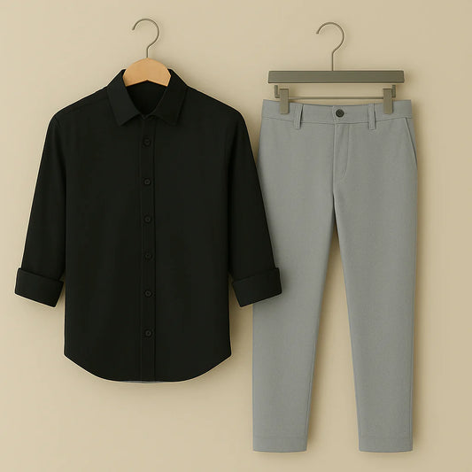 Classic Men’s Business Outfit Formal Shirt With Matching Pant for Work